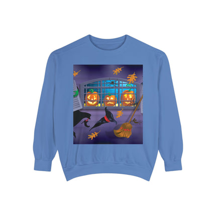 Whimsical Halloween Mischief Unisex Garment-Dyed Sweatshirt