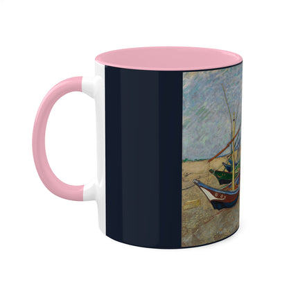 Fishing Boats on the Beach at Saintes-Maries by Vincent Van Gogh Colorful Mugs, 11oz