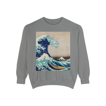 The Great Wave off Kanagawa by Katsushika Hokusai Garment-Dyed Sweatshirt