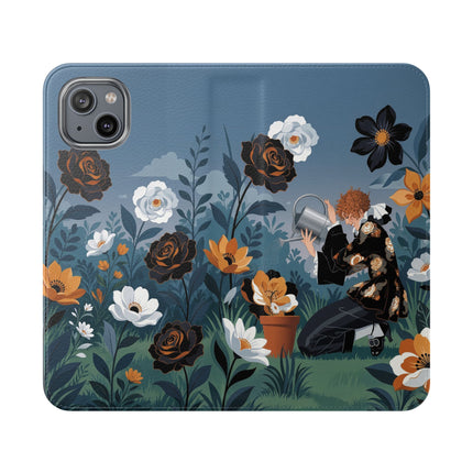 🌹💧 The Midnight Garden Keeper Flip Case – Art Deco Floral Fantasy