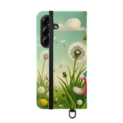 🌾🌼 Geisha Kitten and the Dandelion Wish Flip Case – Gentle Wishes & Quiet Wonder