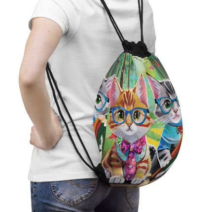 Kitten Scholars Drawstring Bag