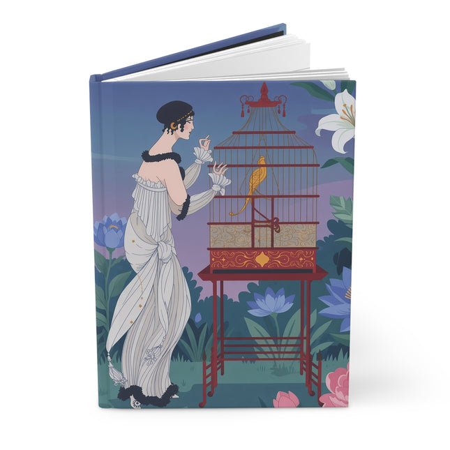 🐦🌸 The Lady And The Golden Bird Hardcover Journal – Art Deco Fashion Illustration