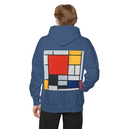 Composition with Red, Yellow, Blue, and Black by Piet Mondrian Unisex Garment-Dyed Hoodie
