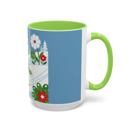 🎿❄️ The Winter Garden Skier Colorful Mug – Whimsical Holiday Fantasy