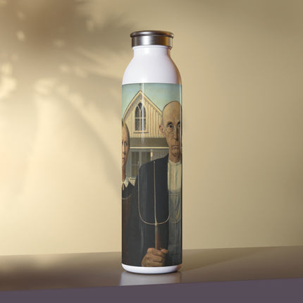 American Gothic by Grant Wood Slim Water Bottle