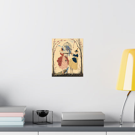 🦚🌸 The Garden Of The Exotic Birds Matte Vertical Poster – Art Deco Fashion Whimsy
