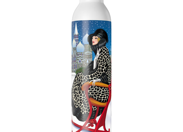 Elegant Winter Woman in Sleigh Slim Water Bottle