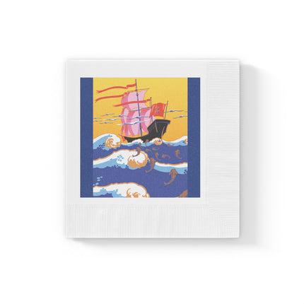 Golden Seas and Whimsical Dreams White Coined Napkins
