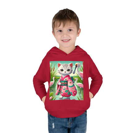 Geisha Kitten Strolls Among the Spoonbills Toddler Pullover Fleece Hoodie