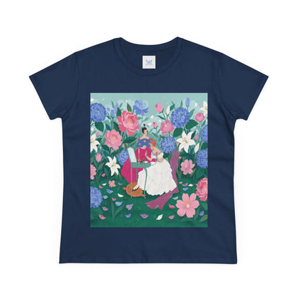 💎🌸 The Lady Of The Jeweled Garden Cotton Tee – Art Deco Floral Elegance