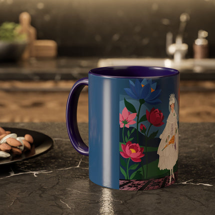 The Lady Of The Golden Parasol Colorful Mugs – Art Deco Botanical Elegance