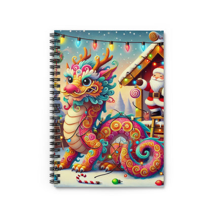 Playful Dragon's Christmas Spiral Notebook - Ruled Line