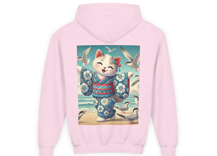 Geisha Kitten by the Seaside Youth Heavy Blend Hooded Sweatshirt