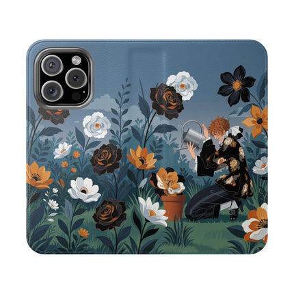 🌹💧 The Midnight Garden Keeper Flip Case – Art Deco Floral Fantasy