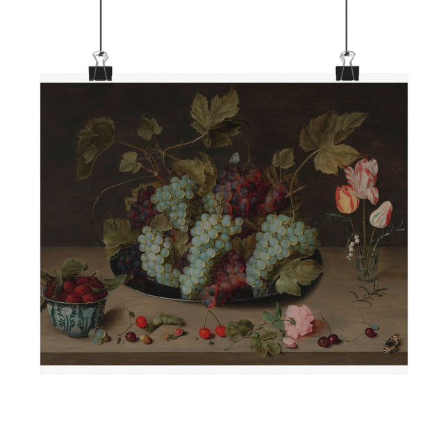 Still-life with Grapes, Flowers, & Berries by Isaak Soreau Matte Horizontal Posters