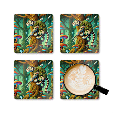 Silent Stripes Corkwood Coaster Set