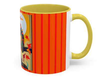 Black Cat in Kimono Colorful Mugs, 11oz