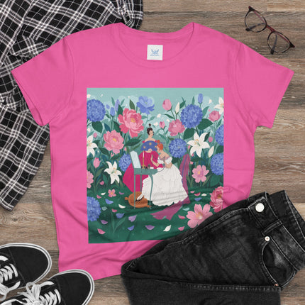 💎🌸 The Lady Of The Jeweled Garden Cotton Tee – Art Deco Floral Elegance