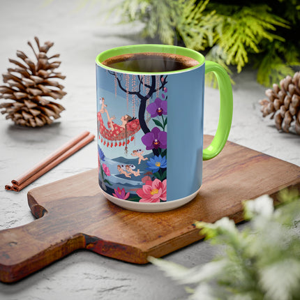 The Ladies Of The Enchanted Hammock Colorful Mugs – Art Deco Whimsical Garden Elegance