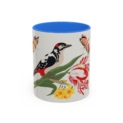 Woodpecker & Tulip Colorful Mugs – Vibrant Spring & Bold Beauty