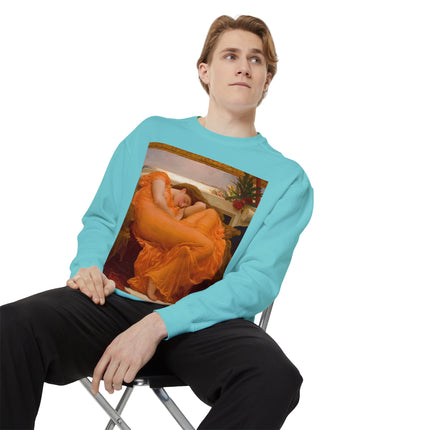Flaming June by Frederic Leighton Unisex Garment-Dyed Sweatshirt