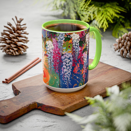 Golden Wisteria Elegance Colorful Mugs (11oz, 15oz)