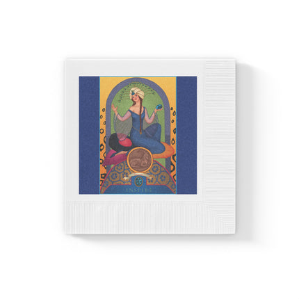 December & Tanzanite Zodiac White Coined Napkins