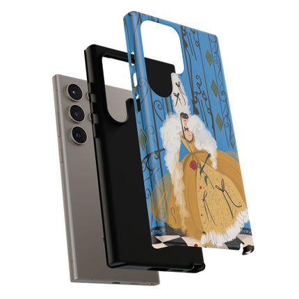 🎭🌹 The Lady At The Masquerade Gates Phone Case – Art Deco Fashion Illustration