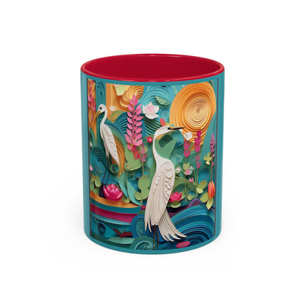 Elegant Egret Oasis Colorful Mugs (11oz, 15oz)