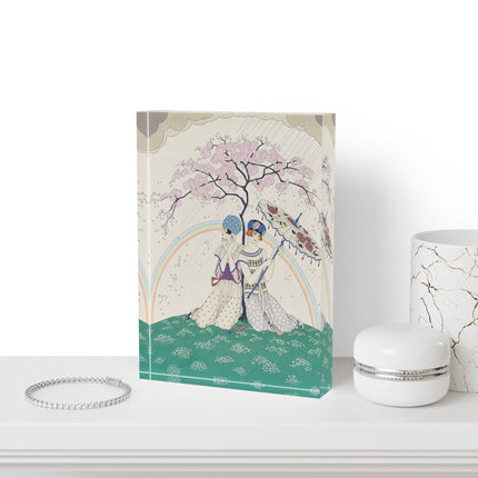 🌸🌈 The Ladies Of The Rainbow Garden Acrylic Art Block – Art Deco Spring Romance