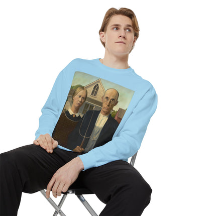 American Gothic by Grant Wood Unisex Garment-Dyed Sweatshirt