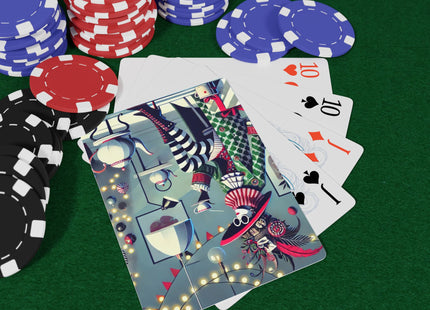 Whimsical Christmas Tea Party Playing Cards