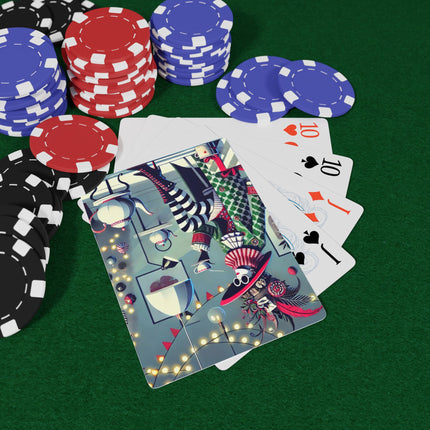 Whimsical Christmas Tea Party Playing Cards