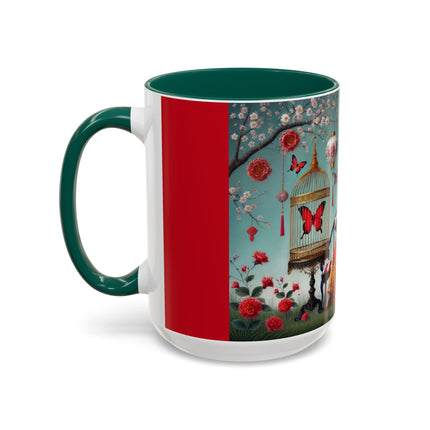 Reading in a Painted Garden Colorful Mugs (11oz, 15oz)