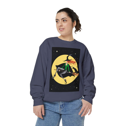 A Witch’s Moonlit Flight Unisex Garment-Dyed Sweatshirt
