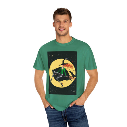 A Witch’s Moonlit Flight Unisex Garment-Dyed T-shirt