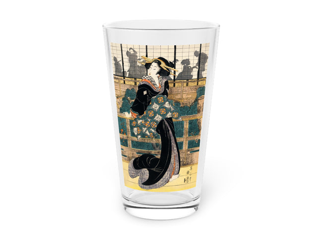 Japanese Woman Woodcut Print by Kikukawa Eizan Glass, 16oz