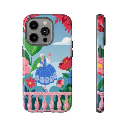 🌺🪭 The Lady Of The Grand Flower Terrace Phone Case – Art Deco Garden Elegance