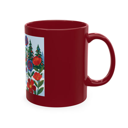 🌹🎄 The Lady Of The Holiday Roses Ceramic Mug – Art Deco Christmas Elegance