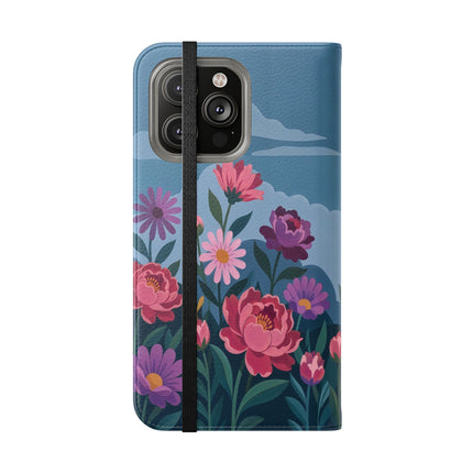 🌸☁️ The Lady Among The Giant Flowers Flip Case – Art Deco Floral Fantasy