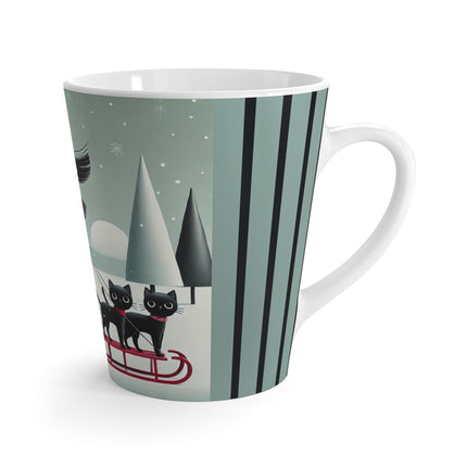 Red Sled & Curious Cats Latte Mug