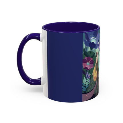 The Lady Of The Moonlit Fountain Colorful Mugs – Art Deco Botanical Serenity