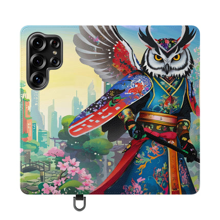 🦉⚔️ Cyberpunk Samurai Owl Flip Case – Neon Wisdom & Warrior Honor