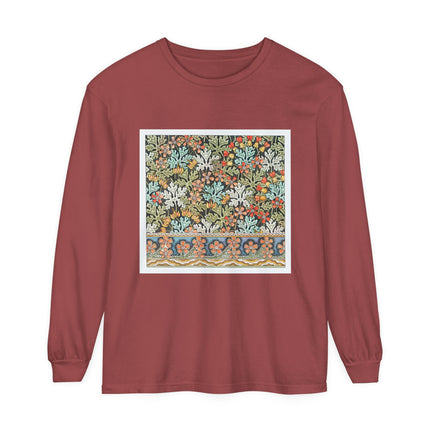 Art Nouveau Geranium Flower Garment-dyed Long Sleeve T-Shirt