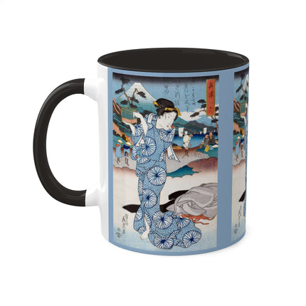 Japanese woman woodblock print by Keisai Eisen Colorful Mugs, 11oz