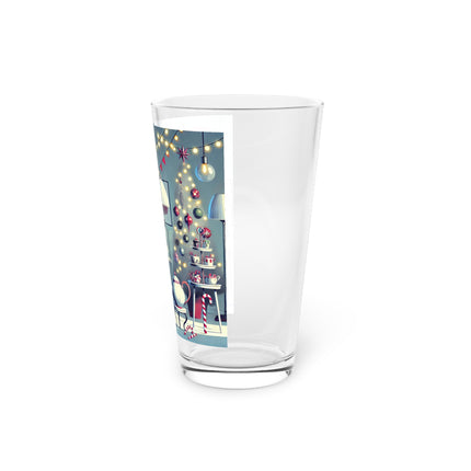 Whimsical Christmas Tea Party Glass, 16oz