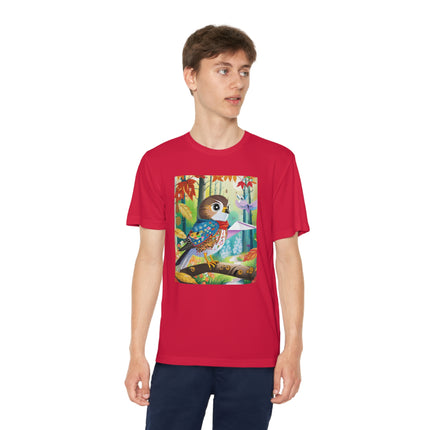 Baby Hawk Plays in Forest Youth Competitor Tee