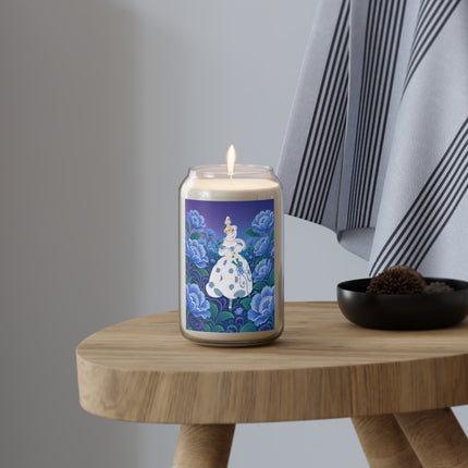 💙🌸 The Enchanted Blue Blossom Garden Scented Soy Candle – Art Deco Floral Elegance