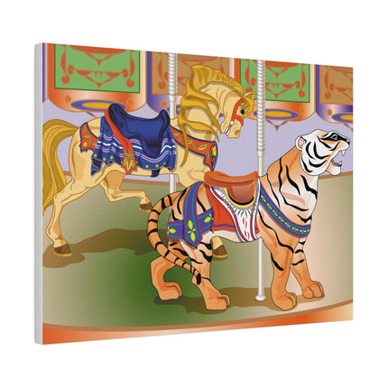 Carousel Splendor – Golden Horse and Tiger on a Whimsical Ride